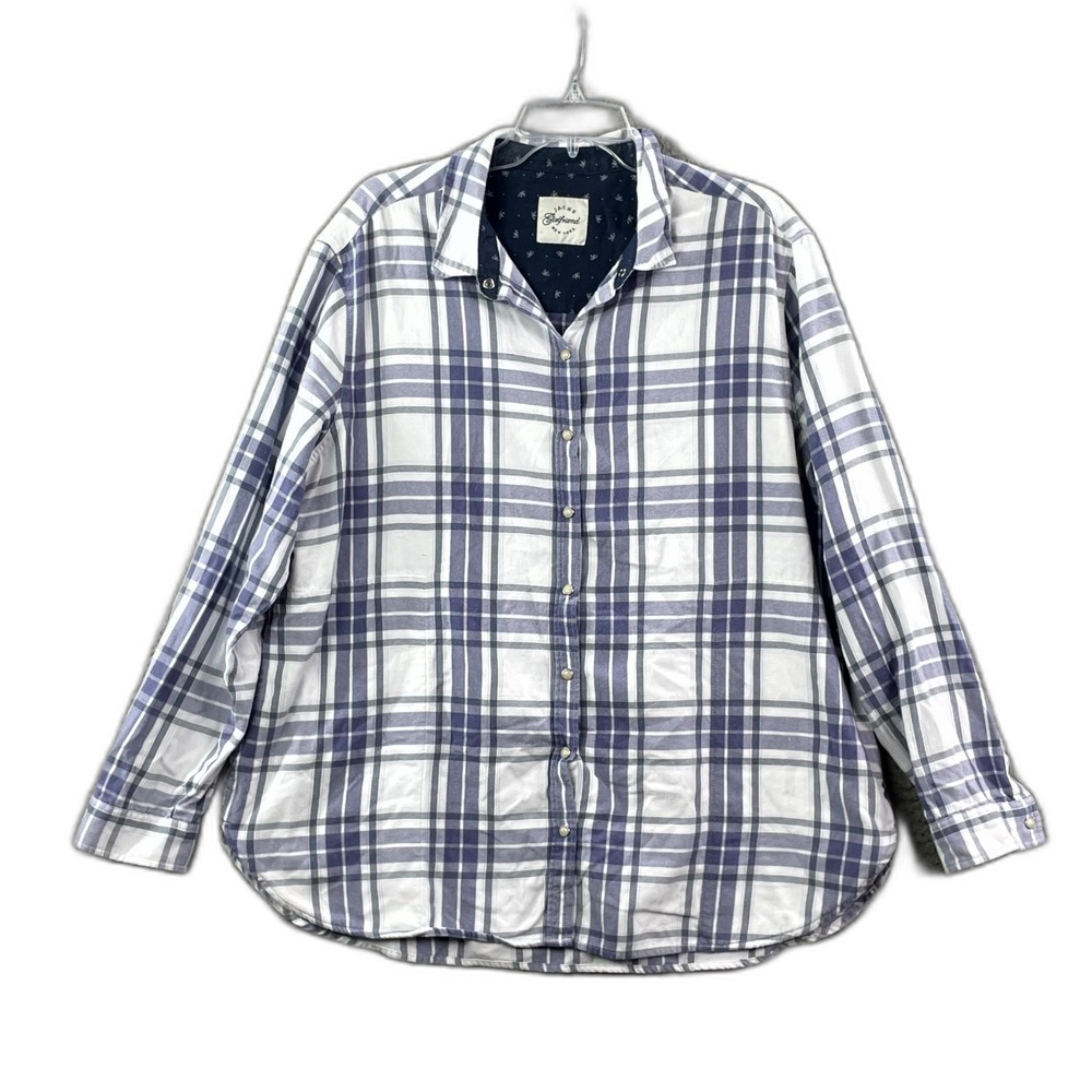 Jachs Girlfriend New York Flannel Shirt Women XL Plaid Button Up Gorpcore Grunge